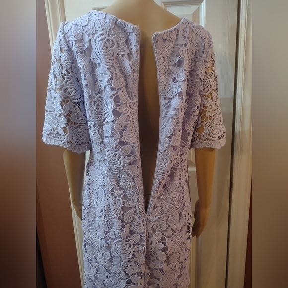 Sandra Darren women's size 8 light purple layered knit floral dress - Picture 6 of 7